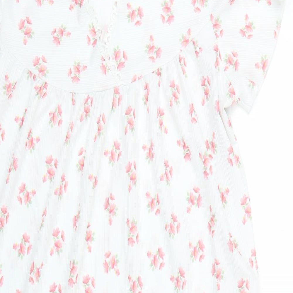 kilbirnie Womens White Floral  Babydoll Dress Size 12