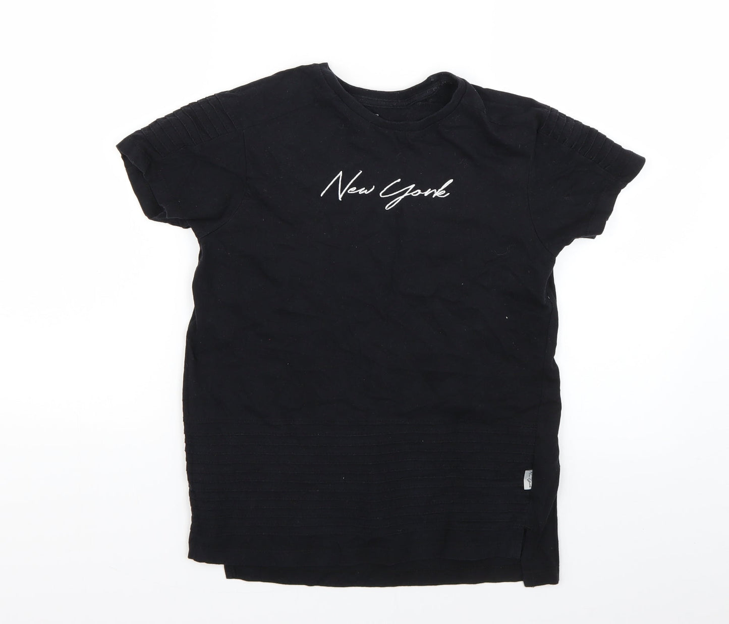 Primark Girls Black Geometric  Basic T-Shirt Size 10-11 Years