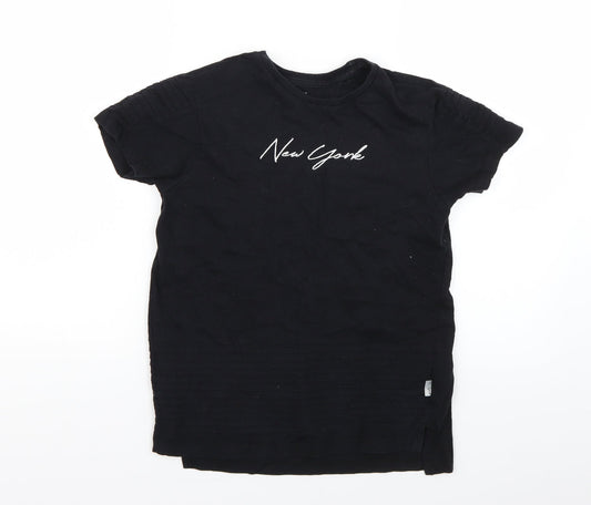 Primark Girls Black Geometric  Basic T-Shirt Size 10-11 Years