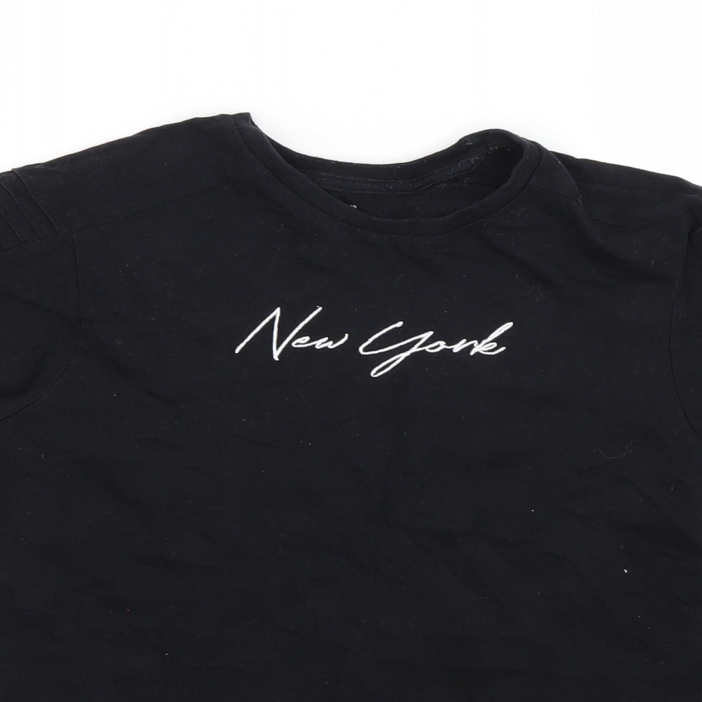 Primark Girls Black Geometric  Basic T-Shirt Size 10-11 Years