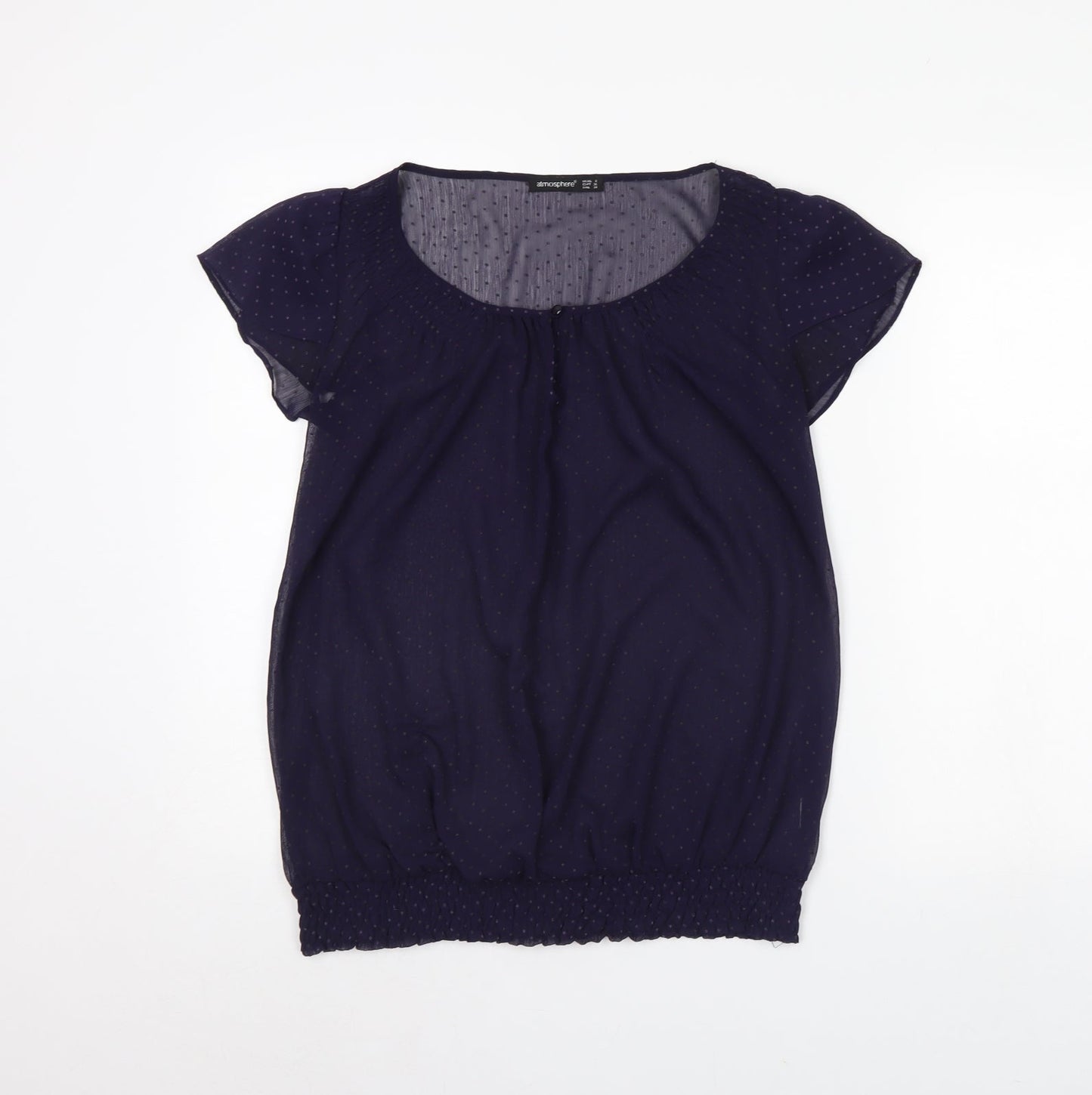 Atmosphere Womens Blue Polka Dot  Basic Blouse Size 8
