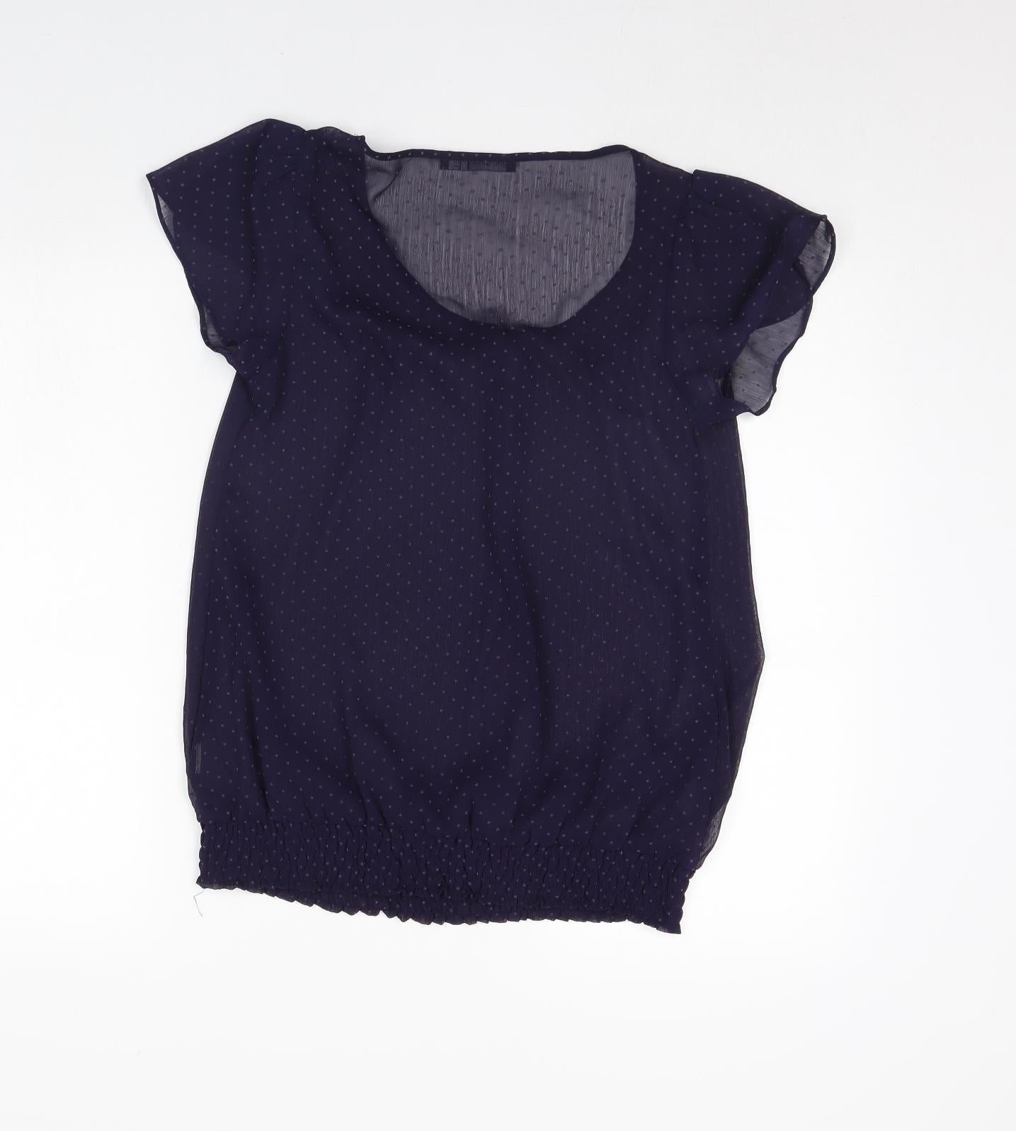 Atmosphere Womens Blue Polka Dot  Basic Blouse Size 8