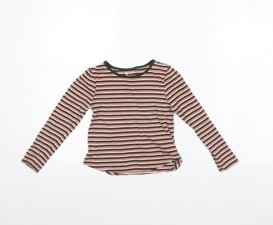TU Girls Brown Striped  Basic T-Shirt Size 6 Years