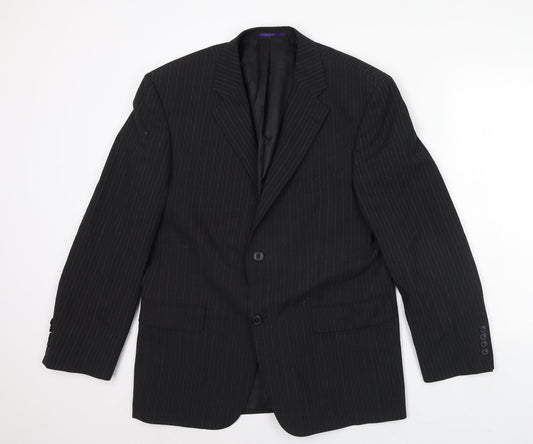 Taylor & Wright Mens Black Striped  Jacket Blazer Size 40  - Shoulder Pads
