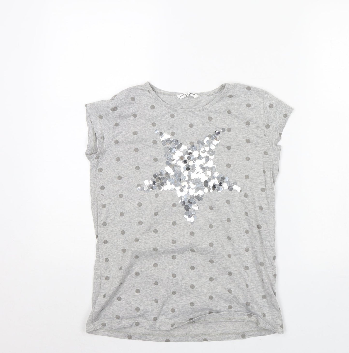love me forever Girls Grey Polka Dot  Basic T-Shirt Size 12 Years