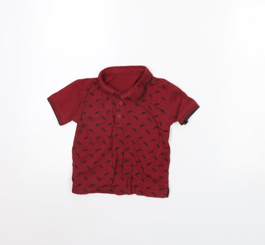 Preworn Boys Red   Basic Polo Size 2 Years  - Motorbike