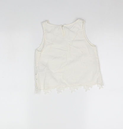 Back view of H&M girls’ white basic tank, size 9, years