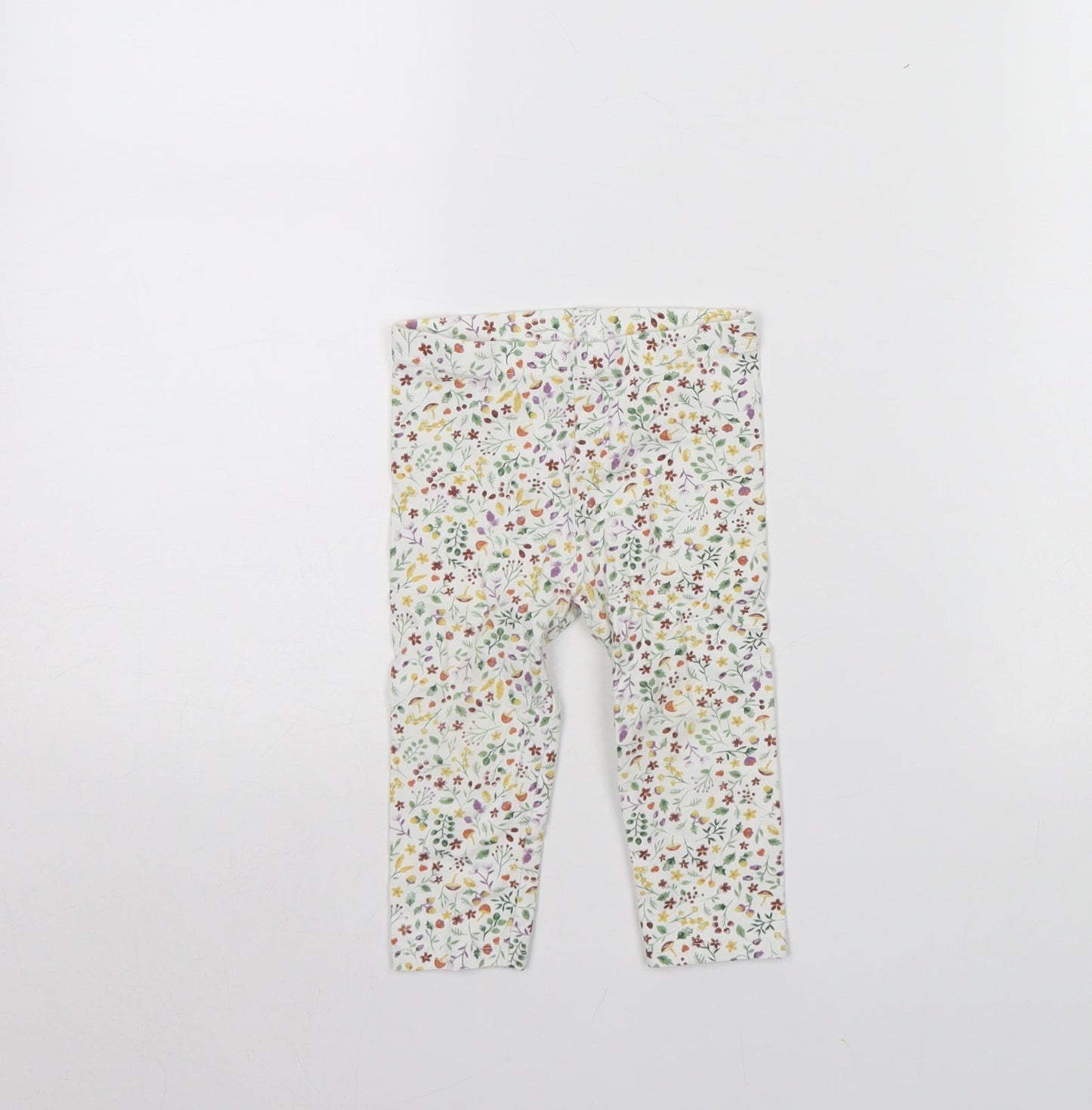 TU Girls White Spotted  Capri Leggings Size 9 Months  - Garden Print