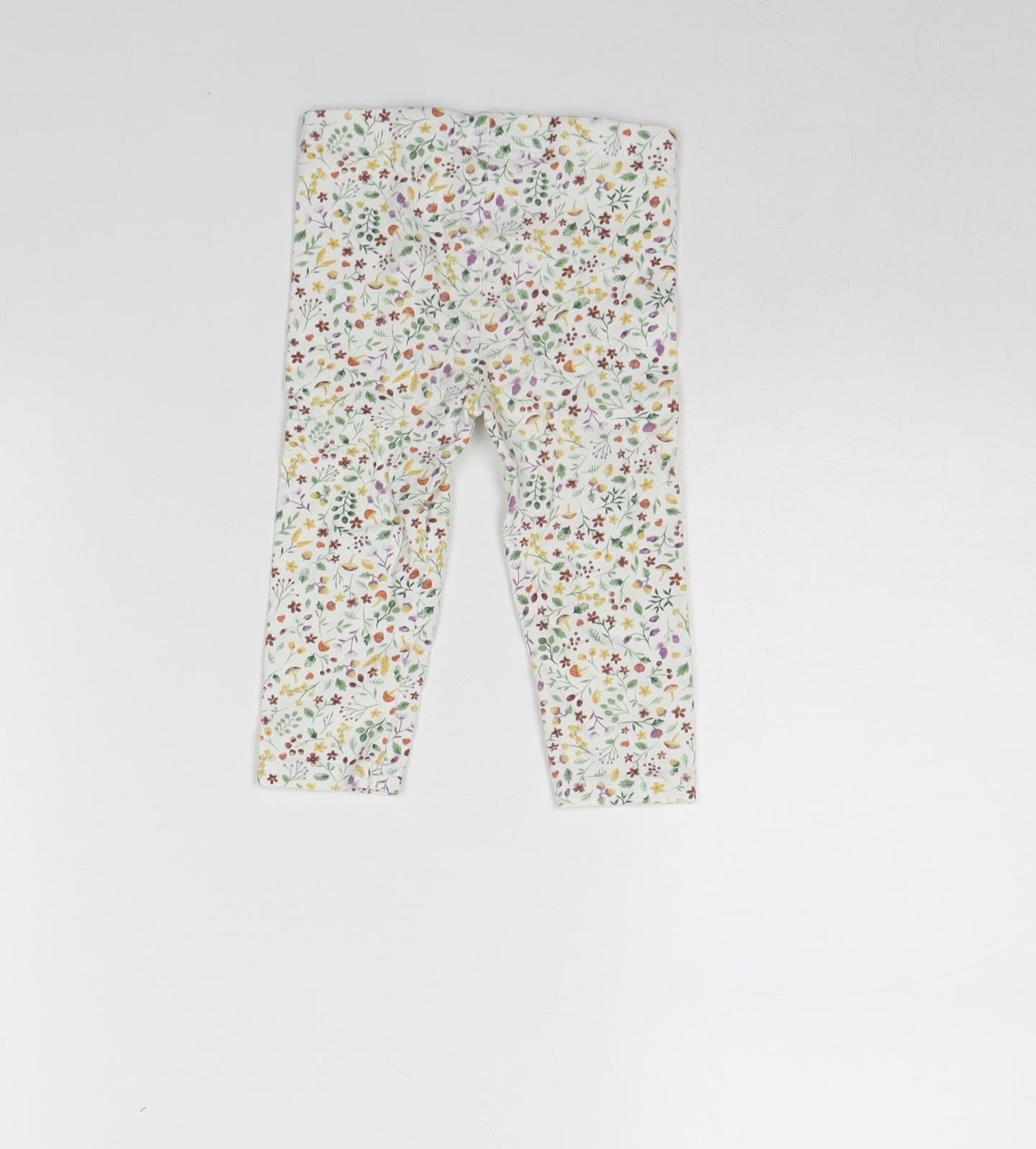 TU Girls White Spotted  Capri Leggings Size 9 Months  - Garden Print