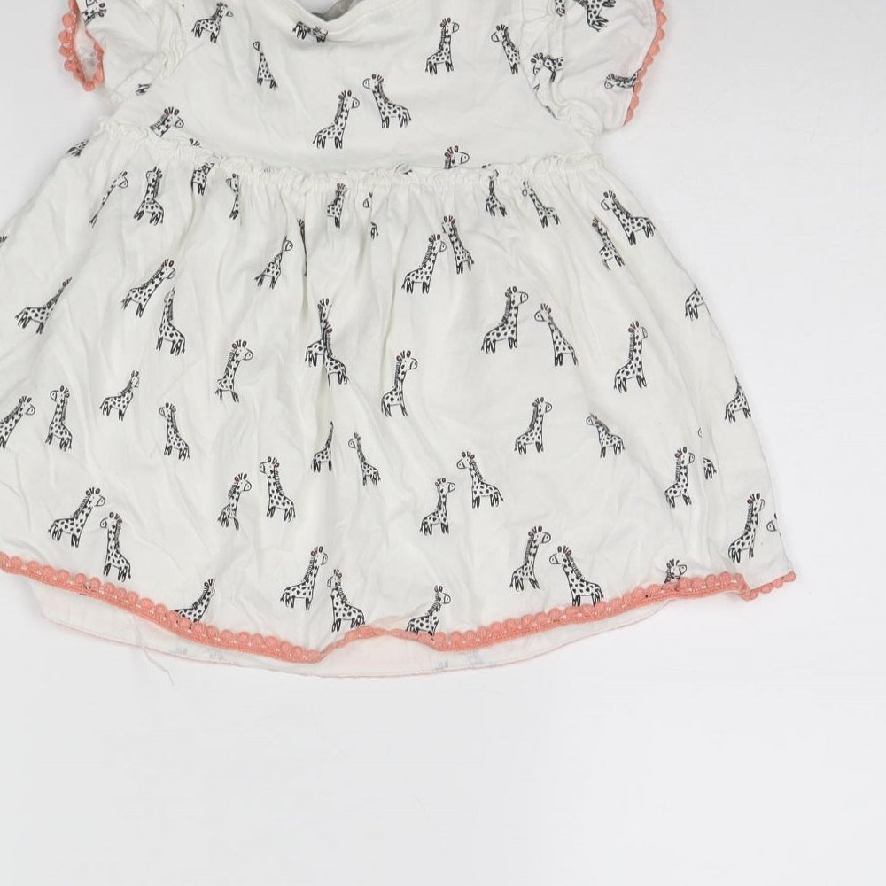 George Girls White Animal Print  Basic Blouse Size 2 Years  - Giraffe