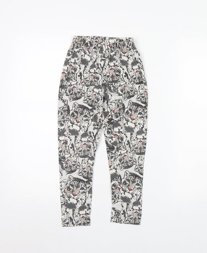 Bonprix Girls Grey Animal Print Capri Trousers Size 8 Years - CUB