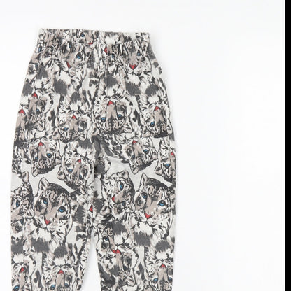 Bonprix Girls Grey Animal Print Capri Trousers Size 8 Years - CUB