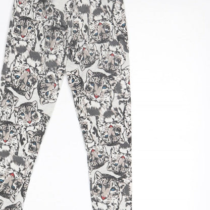 Bonprix Girls Grey Animal Print Capri Trousers Size 8 Years - CUB