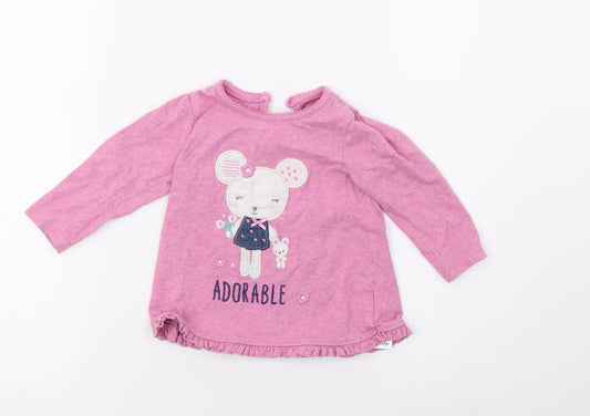 George Girls Pink   Basic T-Shirt Size 6-9 Months