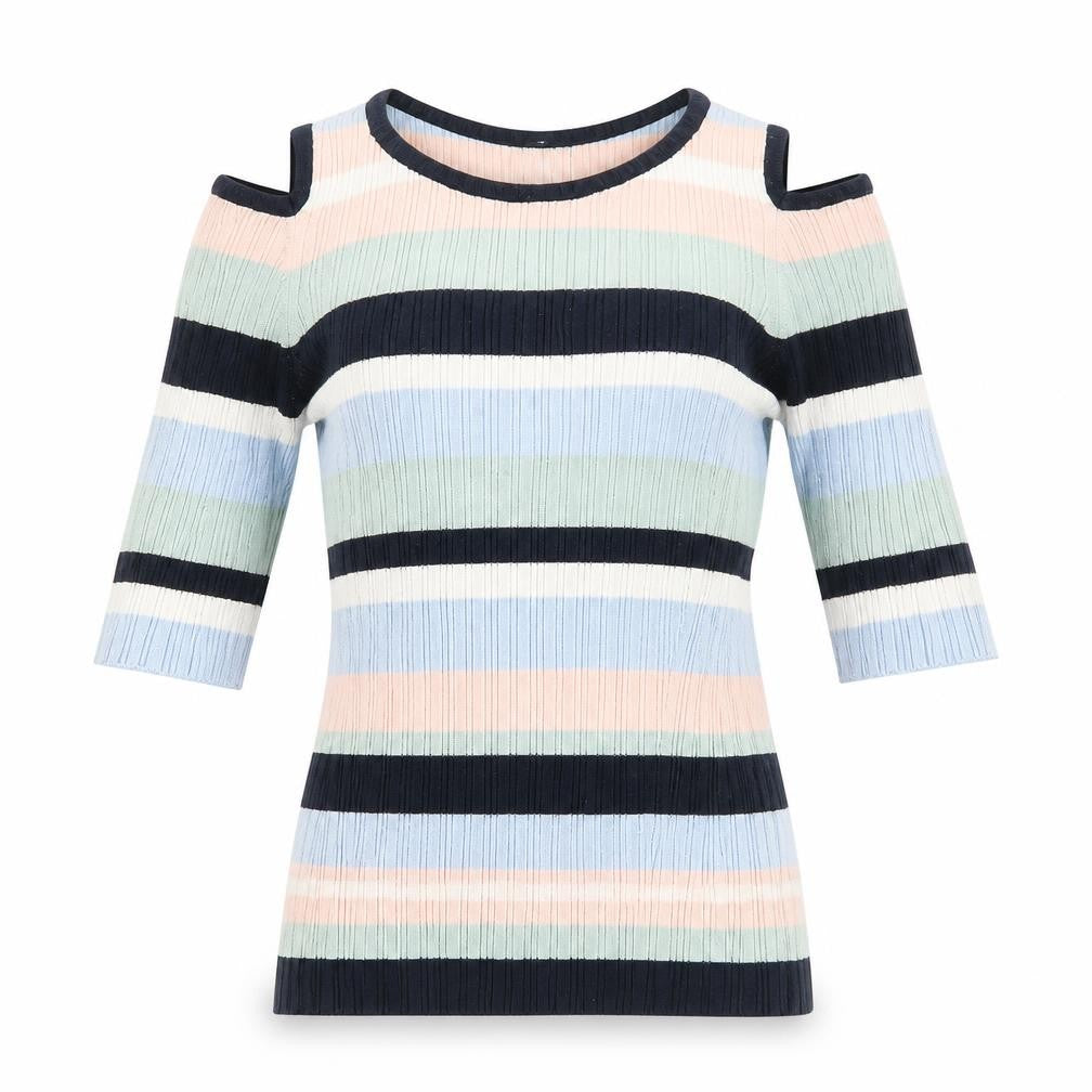 F&F Womens Multicoloured Striped  Basic Blouse Size 10