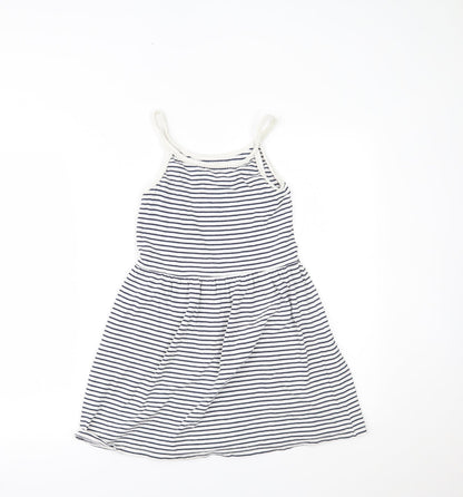 Next Girls White Striped  Fit & Flare  Size 9 Years