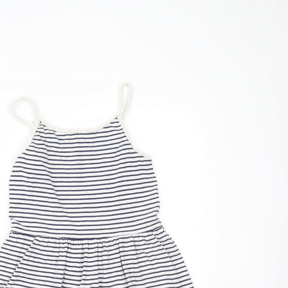Next Girls White Striped  Fit & Flare  Size 9 Years