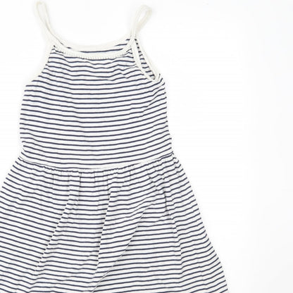 Next Girls White Striped  Fit & Flare  Size 9 Years