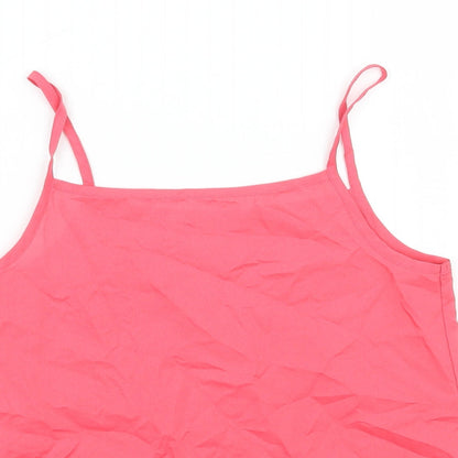 Close-up detail of George girls’ pink basic tank, size 8-9, years