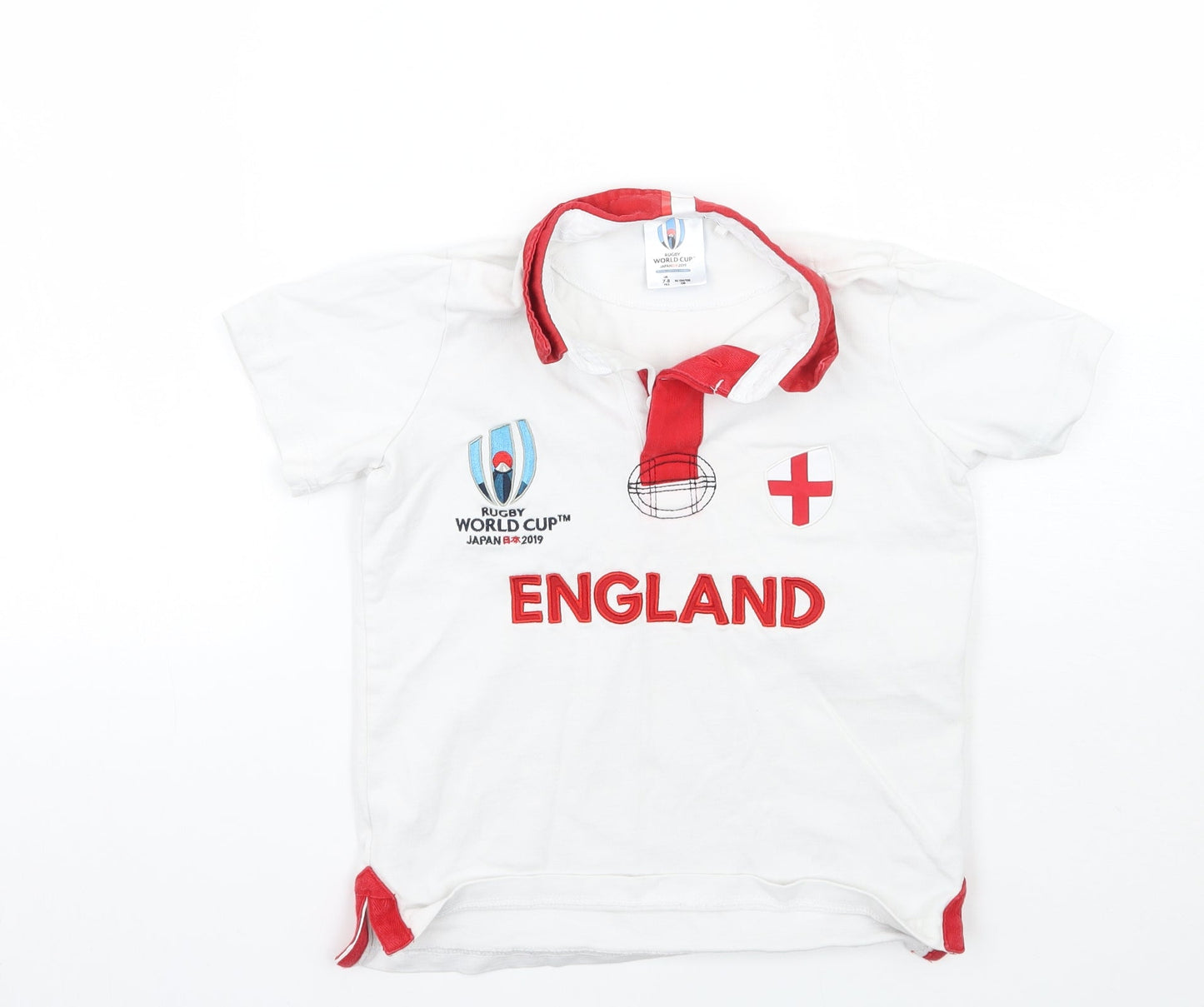 Rugby World Cup 2019 Girls White   Basic Polo Size 7-8 Years  - England