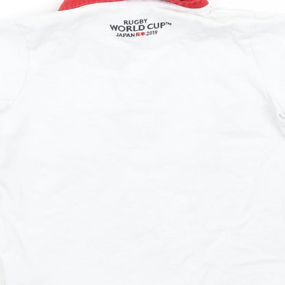 Brand and care label for Rugby World Cup 2019 girls’ white basic polo, size 7-8, years - england