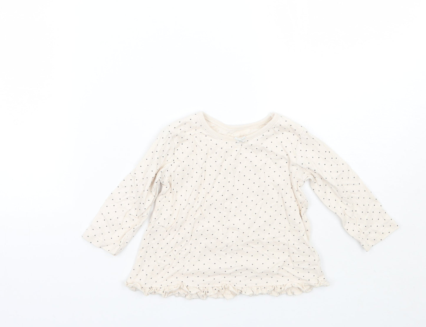 George Girls Ivory Polka Dot  Basic T-Shirt Size 9-12 Months