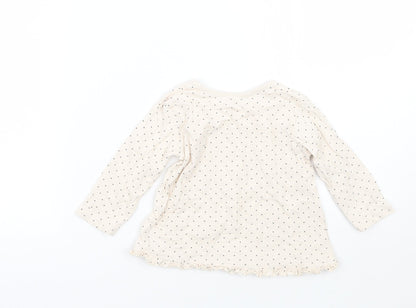 Back view of George girls’ ivory polka dot basic t-shirt, size 9-12, months
