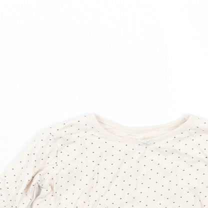 Close-up detail of George girls’ ivory polka dot basic t-shirt, size 9-12, months