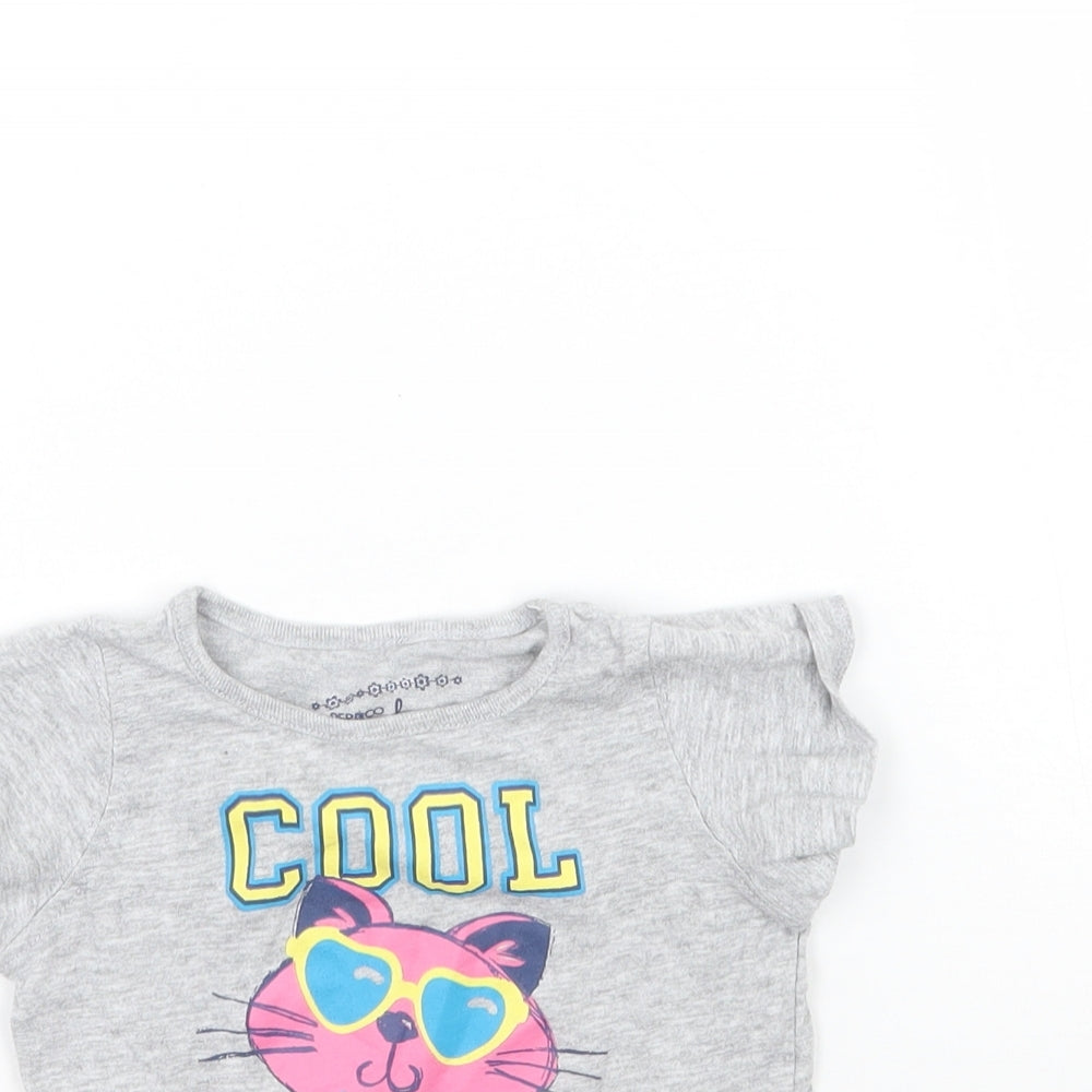Pep&co Girls Grey   Basic T-Shirt Size 9-12 Months