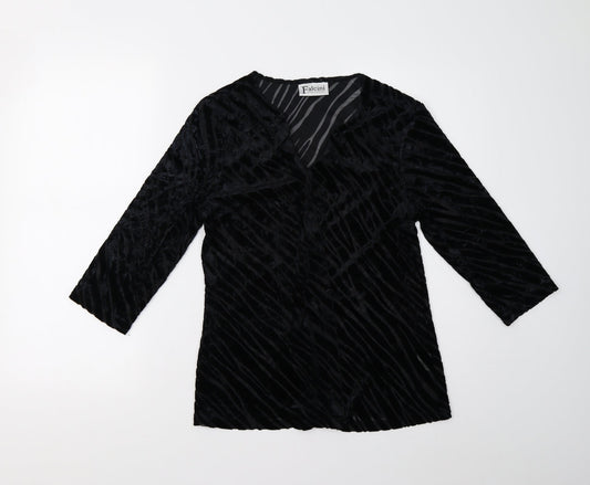 Preloved Falcini Womens Black Animal Print  Basic Blouse Size 10 - Front