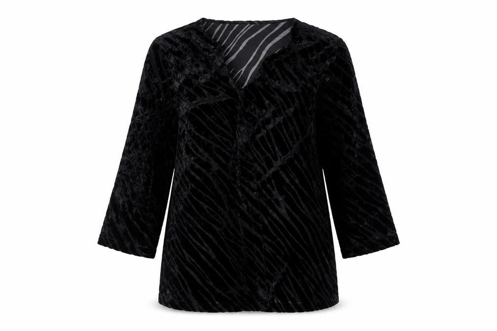 Falcini Womens Black Animal Print  Basic Blouse Size 10