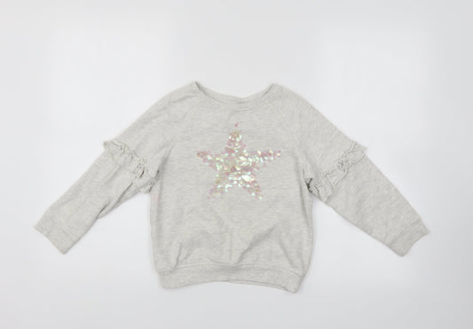 NEXT Girls Grey   Pullover Sweatshirt Size 6 Years