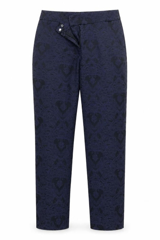 Front view of Papaya women’s blue floral sweatpants, 26-inch leg