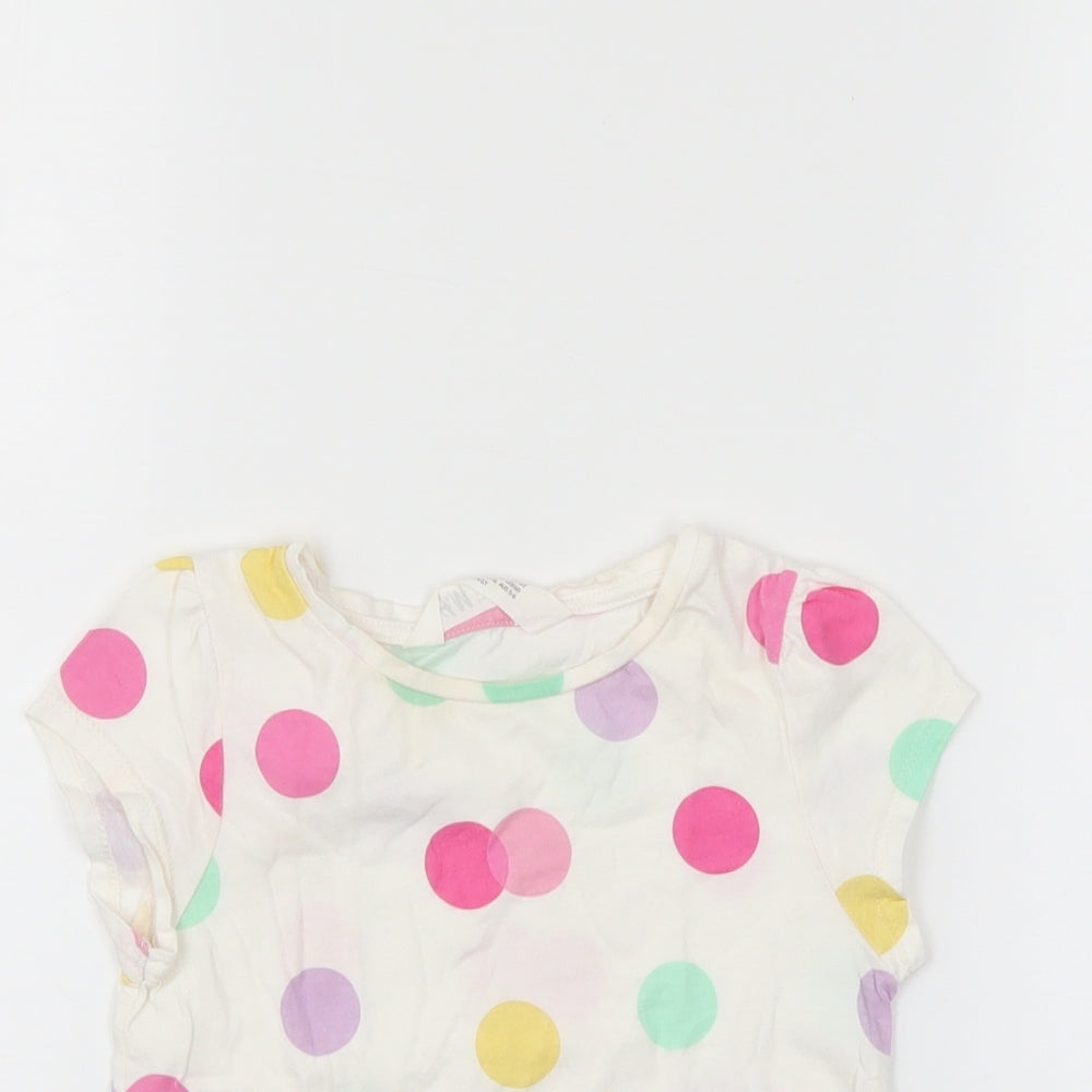 H&M Girls Multicoloured Polka Dot  Basic T-Shirt Size 5 Years