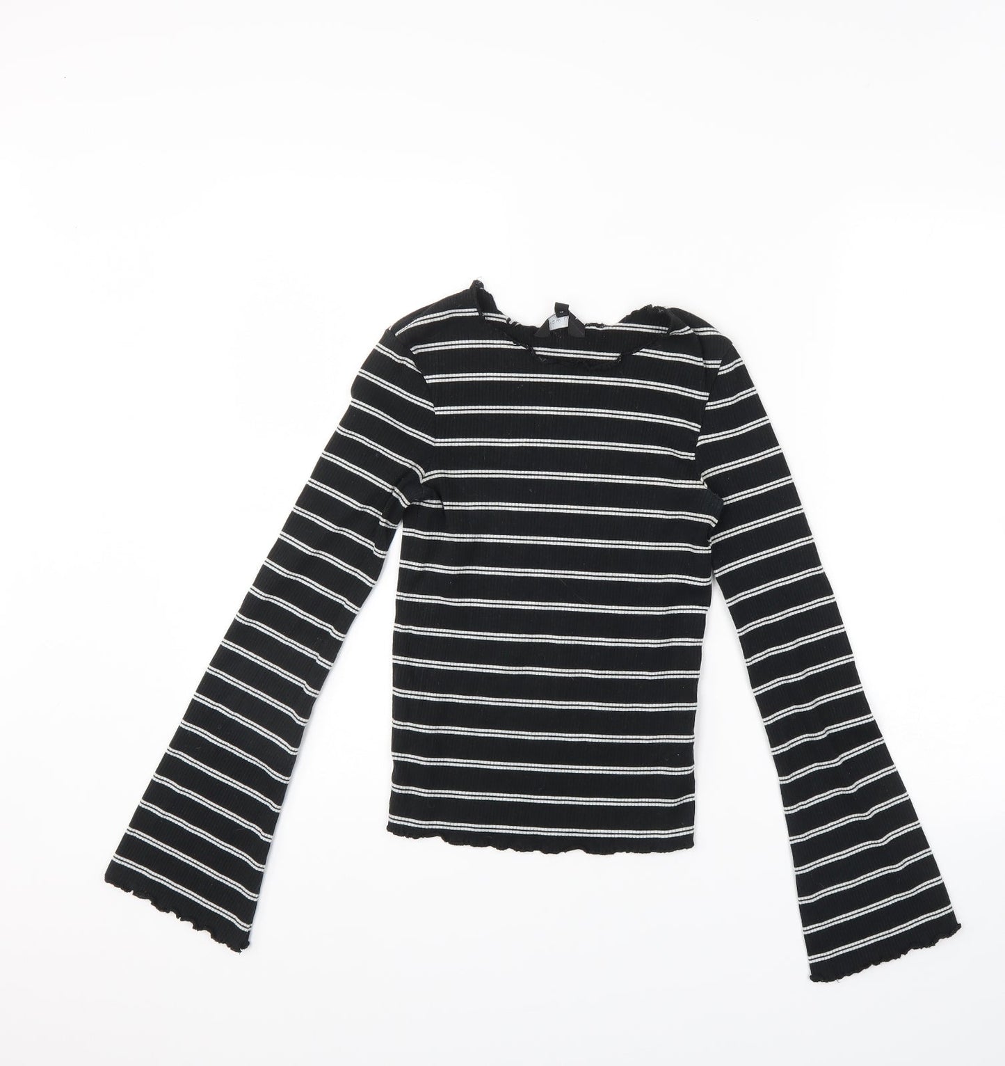 New Look Womens Black Striped  Pullover Jumper Size 8