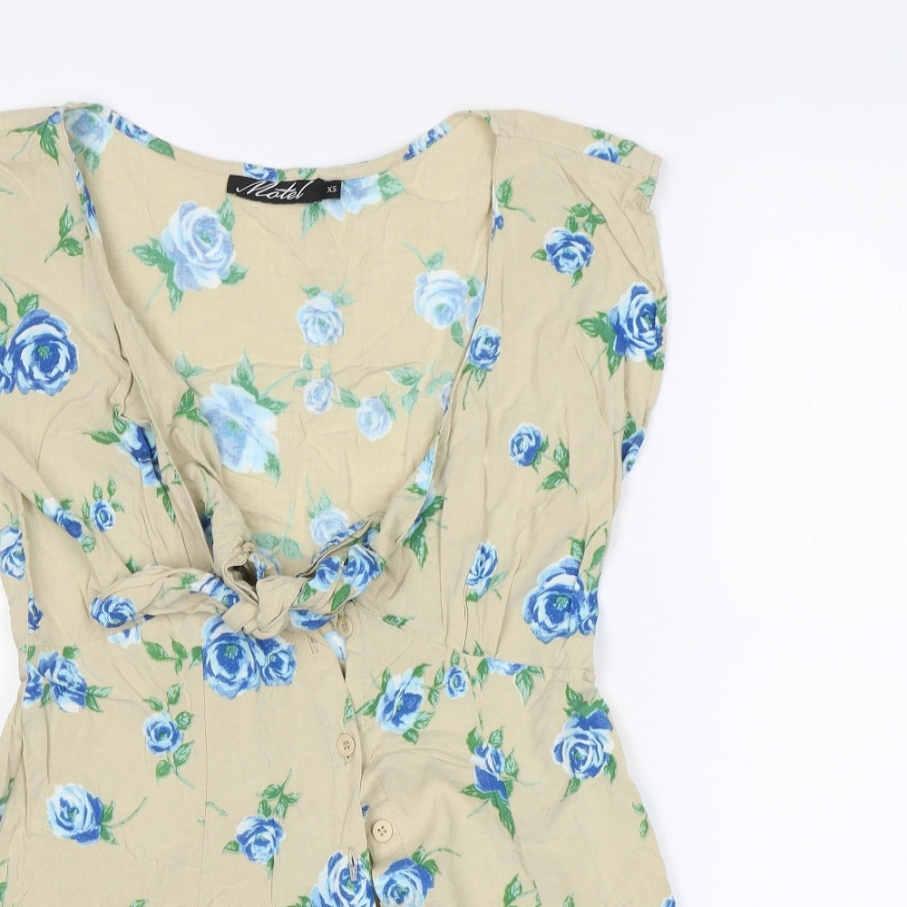 Motel Womens Beige Floral  Fit & Flare  Size XS