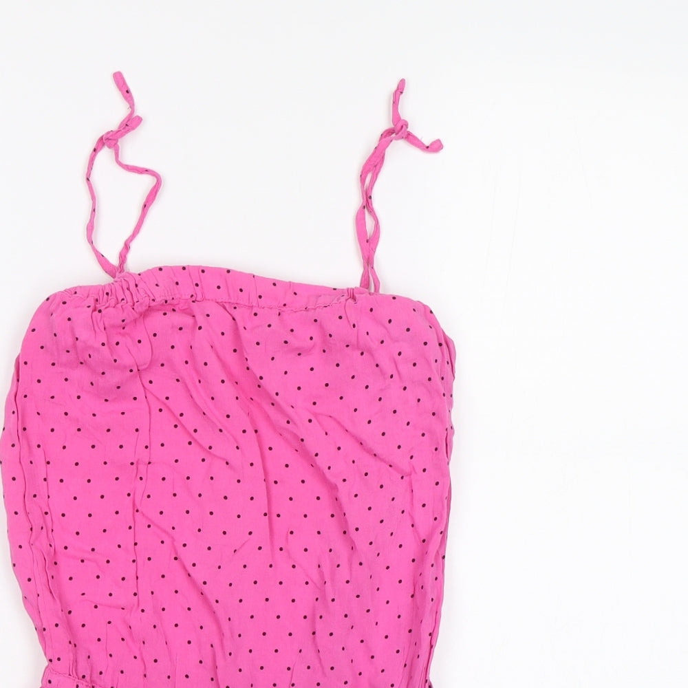 H&M Girls Pink Polka Dot  Playsuit One-Piece Size 10 Years