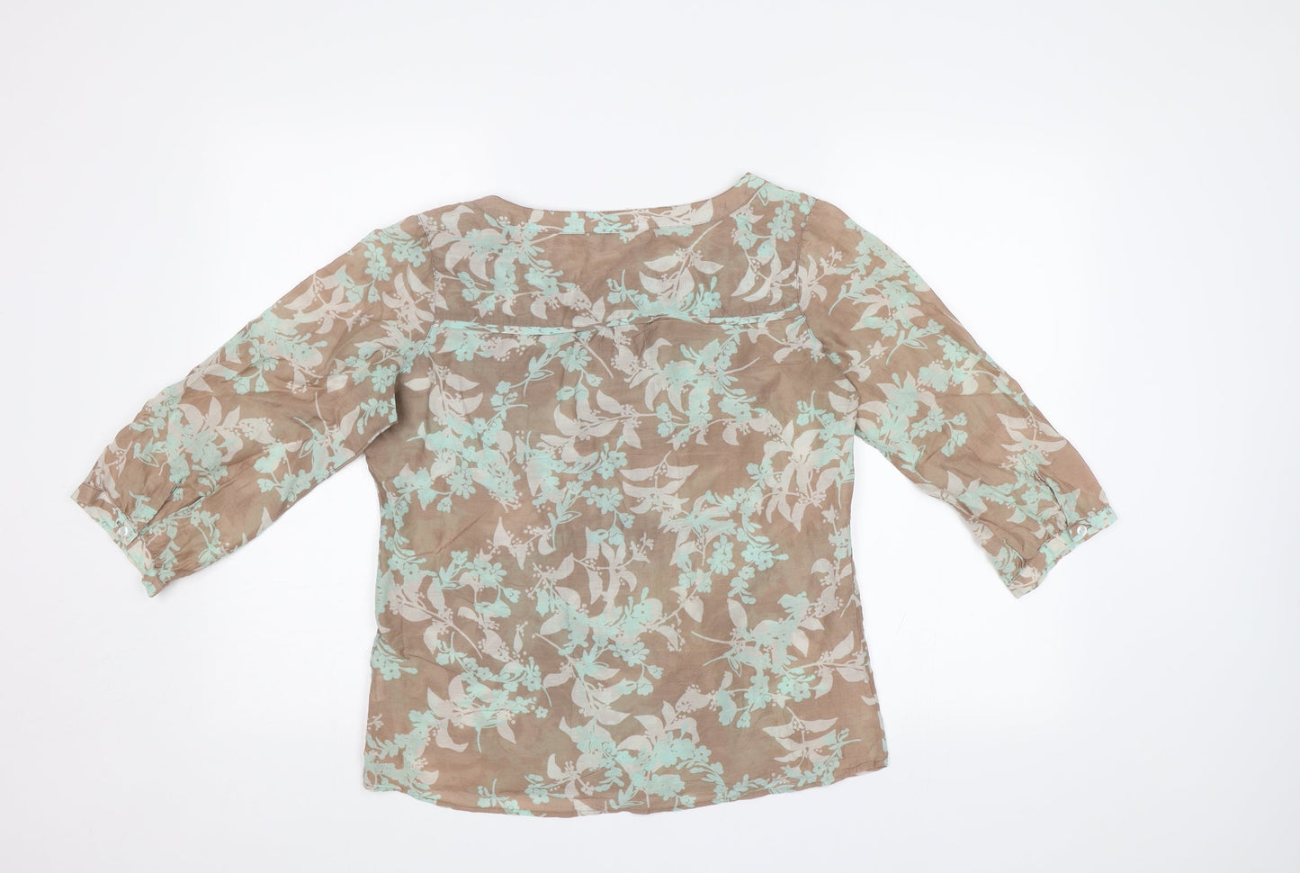 M&S Womens Beige Floral  Basic Blouse Size 10