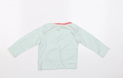 Back view of Nutmeg girls’ green basic polo, size 2, years - penguins