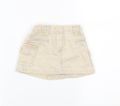 Additional front view of Next girls’ beige a-line skirt, size 3-6, months