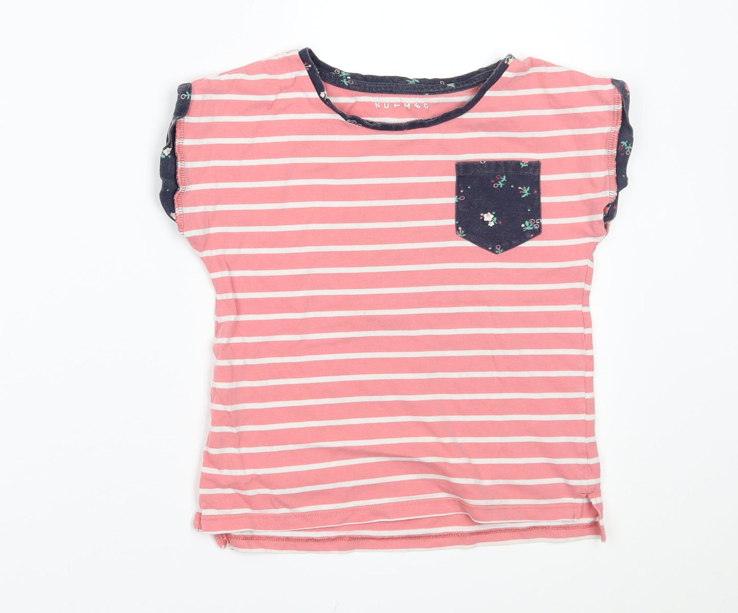 Nutmeg Girls Pink Striped   Pyjama Top Size 6-7 Years