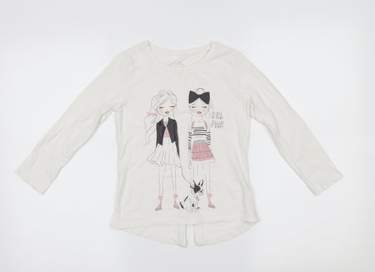 My Weekend Favourites Girls White   Basic T-Shirt Size 7 Years  - grl pwr
