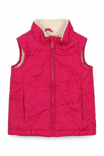 Front view of Gap girls’ pink gilet coat, size 2, years