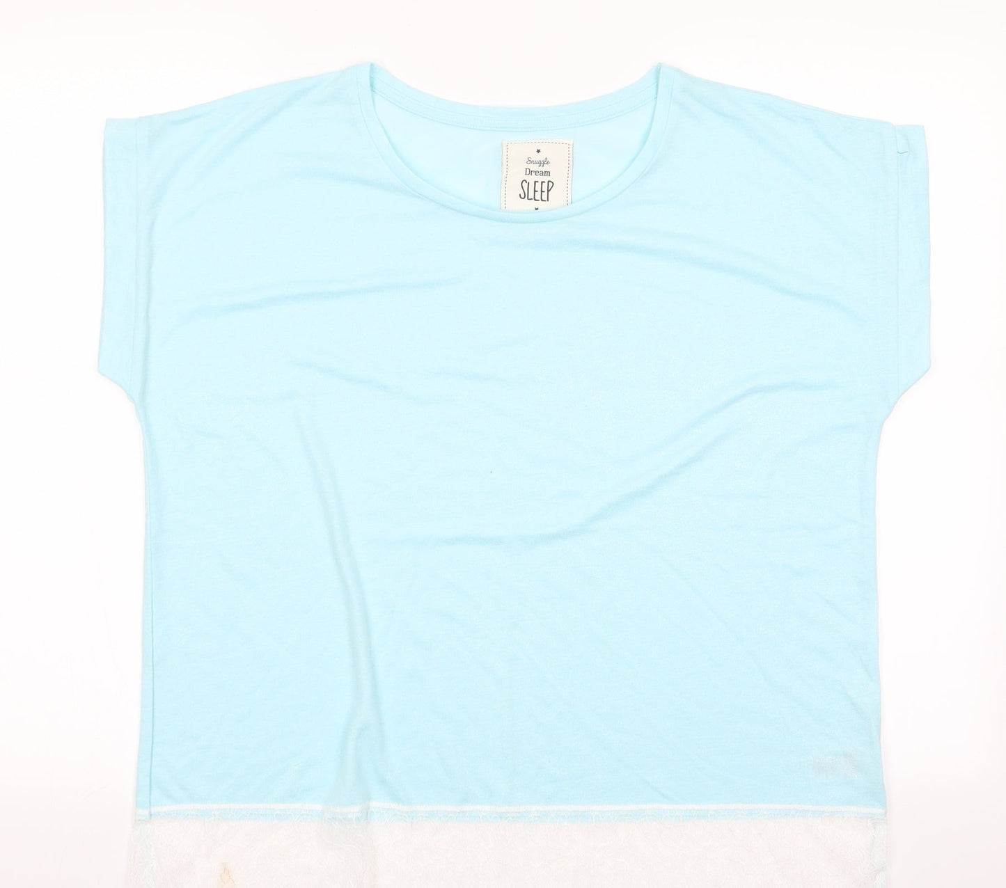 Snuggle Dream sleep Womens Blue    Pyjama Top Size L  - Lace Trim Hem