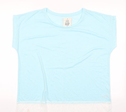 Snuggle Dream sleep Womens Blue    Pyjama Top Size L  - Lace Trim Hem
