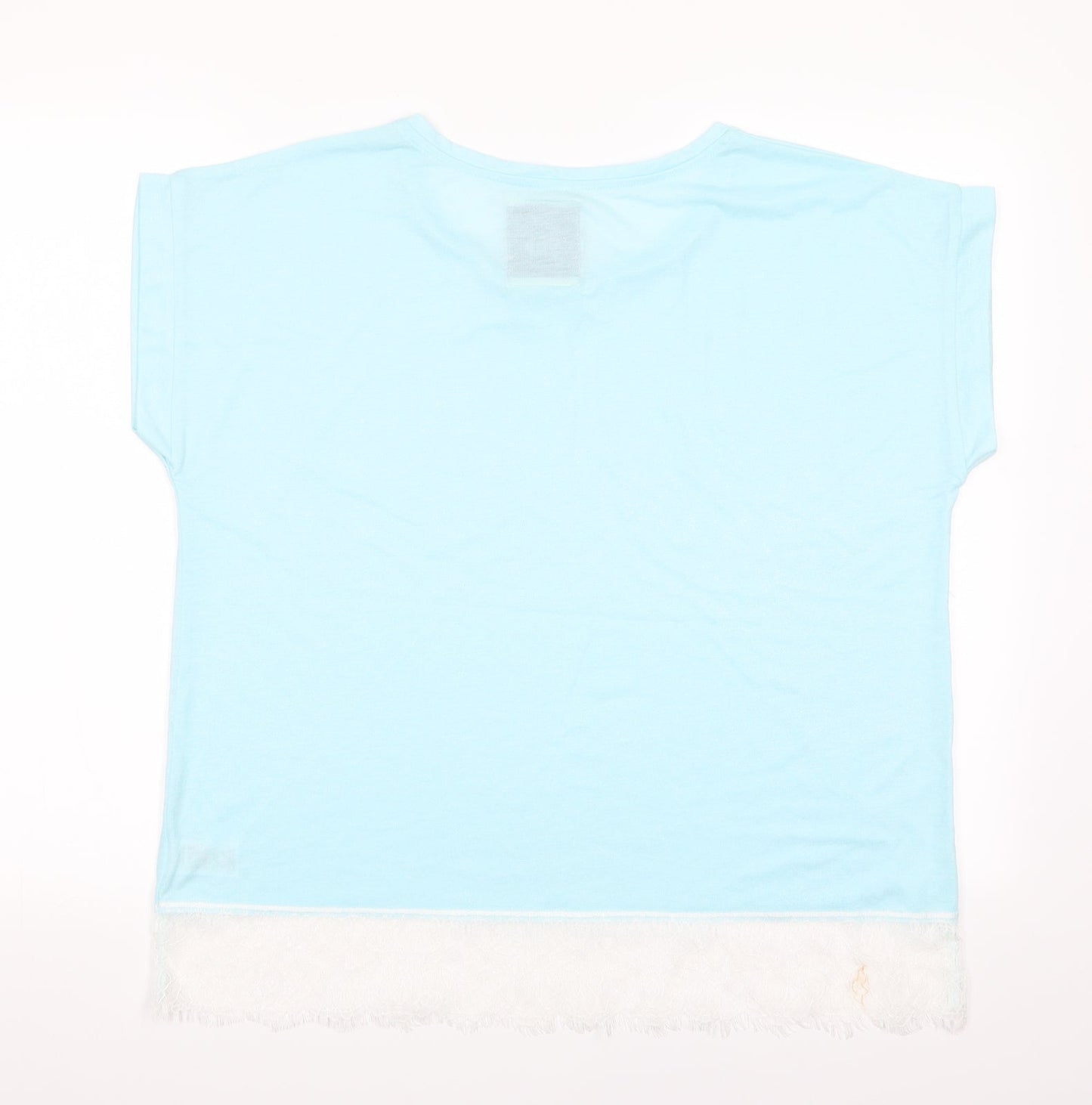 Snuggle Dream sleep Womens Blue    Pyjama Top Size L  - Lace Trim Hem