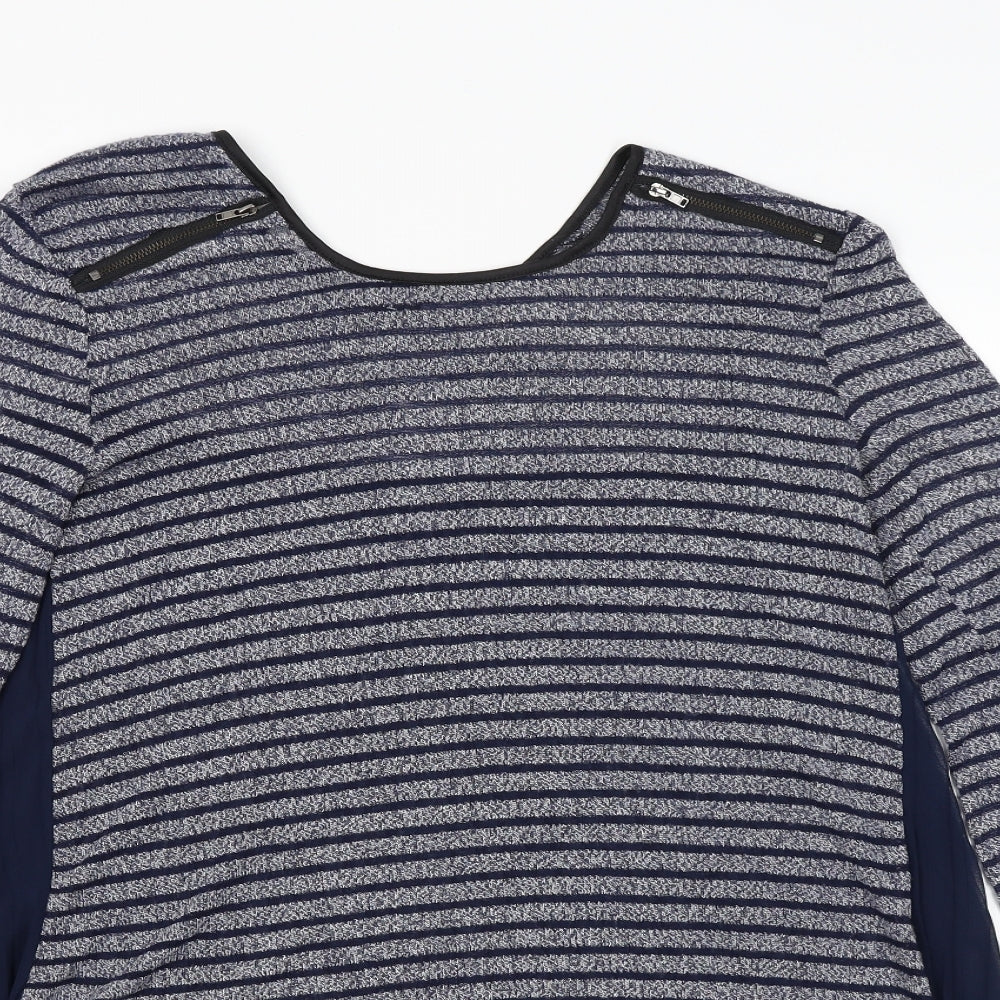 Quiz Womens Blue Striped  Basic Blouse Size 10