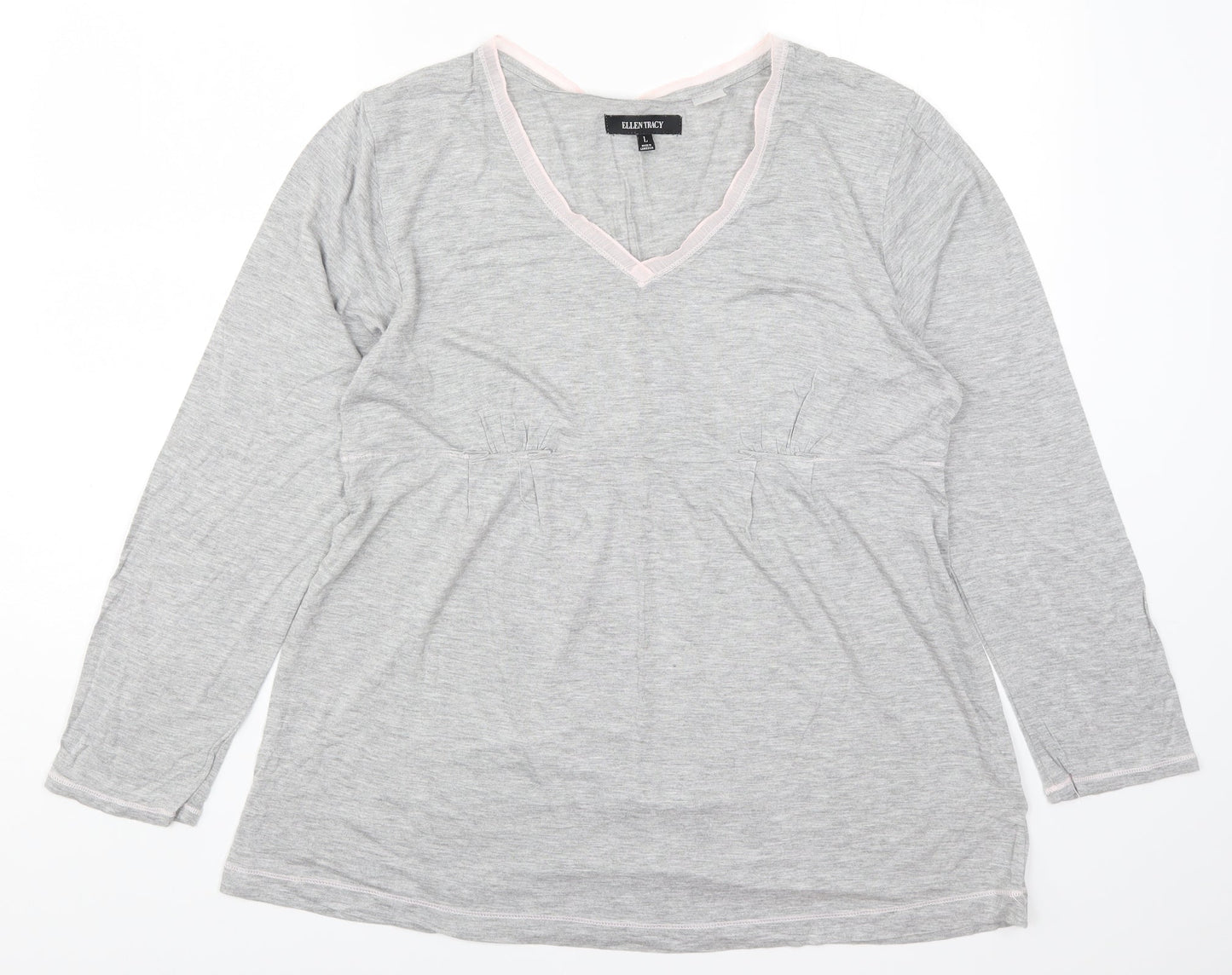 Ellen Tracy Womens Grey   Basic T-Shirt Size L