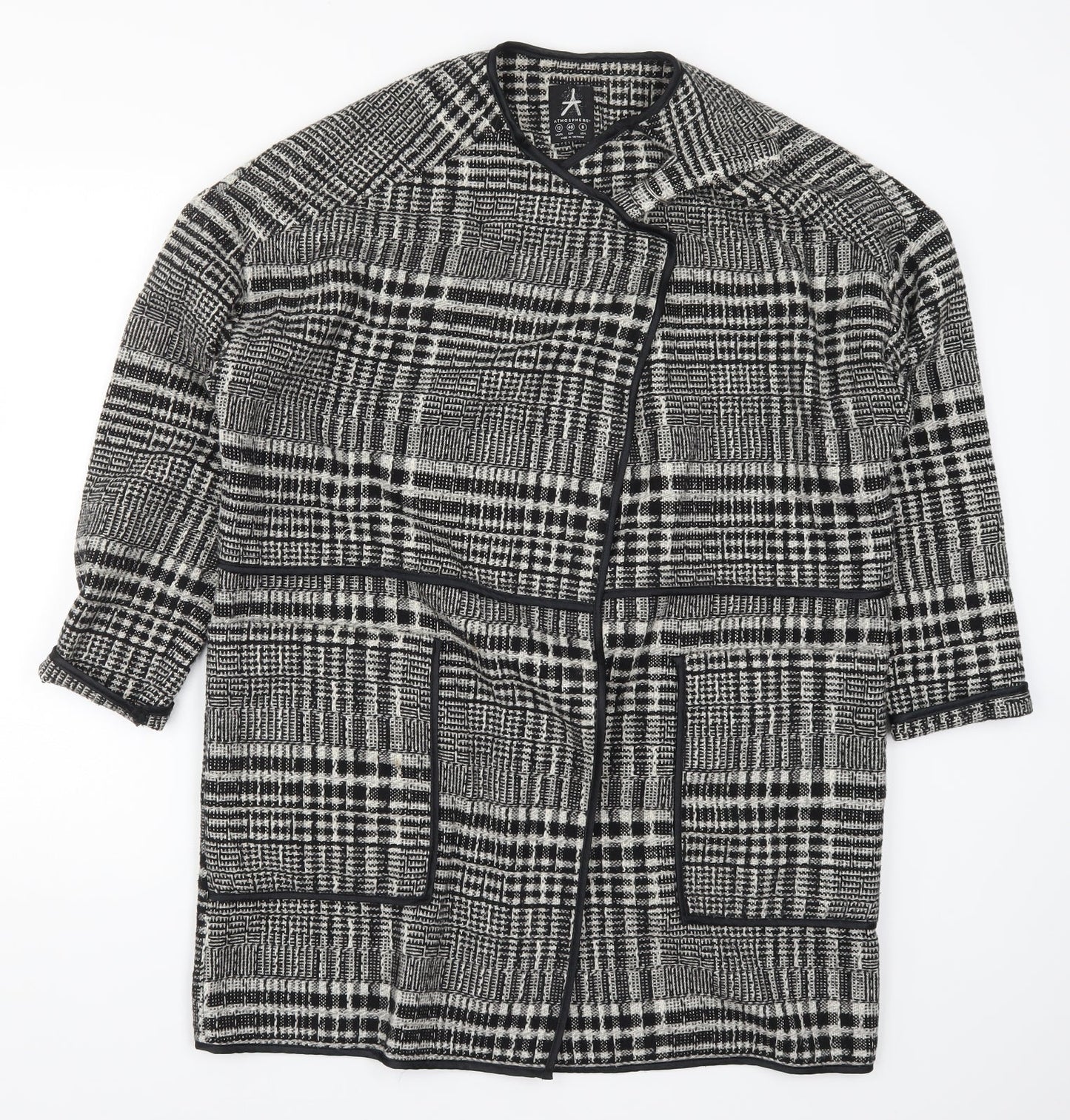 Atmosphere Womens Grey Check  Jacket Coatigan Size 12