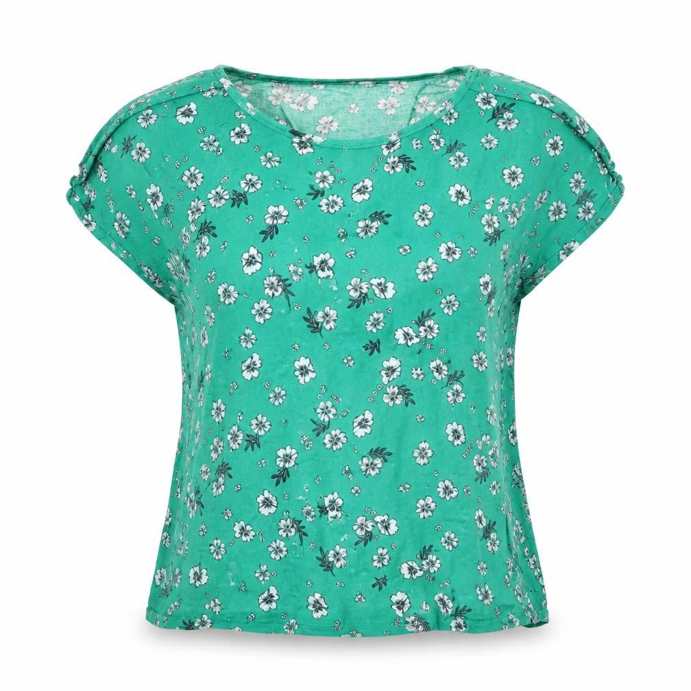 Primark Womens Green Floral  Basic T-Shirt Size 8